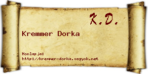 Kremmer Dorka névjegykártya